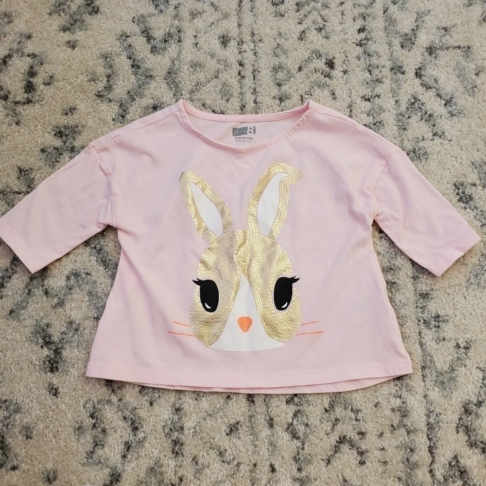 Crazy 8 Sweatshirt Rabbit Print Toddler 18-24M Pale Pink Top Easter‎